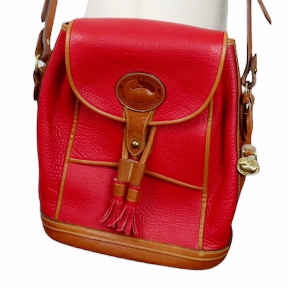 Vintage Dooney & Bourke Dover Drawstring Case Shoulder Crossbody Bag Red - Picture 16 of 16